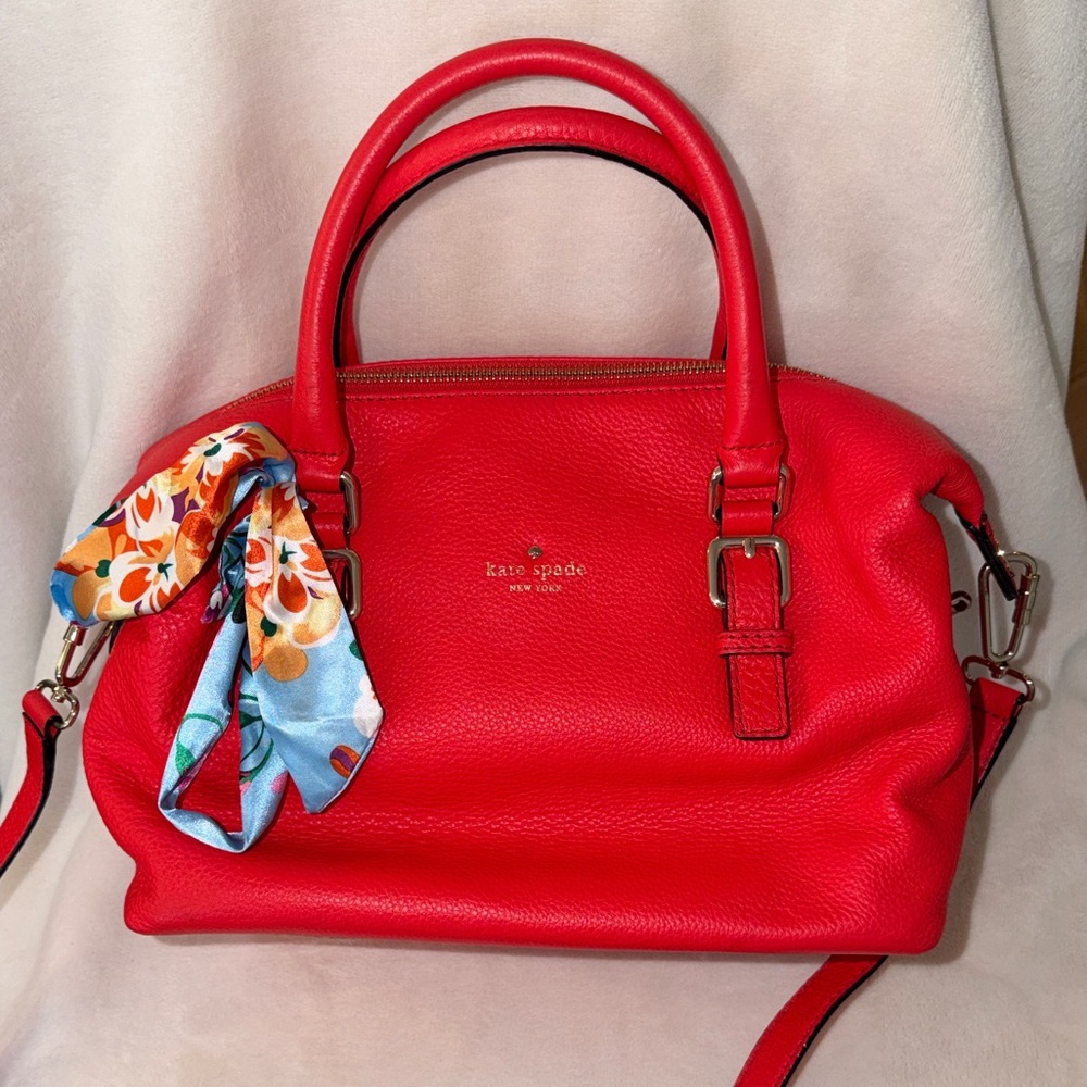 Kate Spade Red Satchel with Floral Scarf